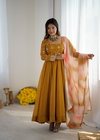 Jf 029 Crunchy Silk With Embroidery Sequence Work Anarkali Dress